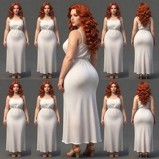 Photorealistic Curvy Redhead Turnaround