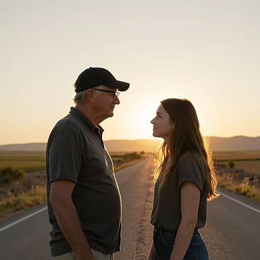 Sunset Gazes on Rural Road