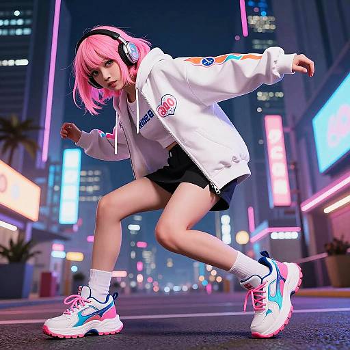 Vibrant Parkour Chase in Neon City