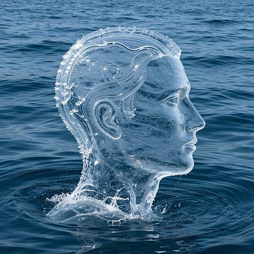 Realistic Water Head Sculpture Art