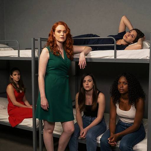 Intimate Moment in Dimly Lit Dormitory