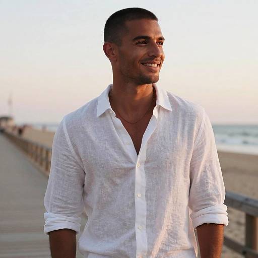 Athletic Man at Sunset Boardwalk