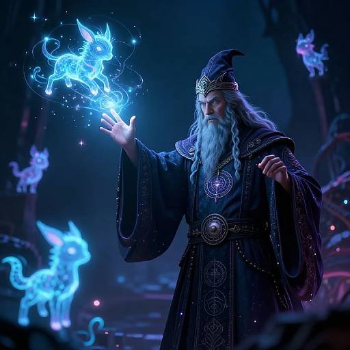 Ancient Wizard Casting AI Spell