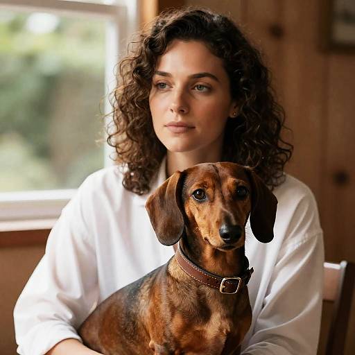 Serene Moment: Woman and Dachshund Portrait