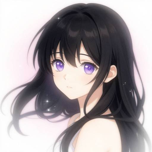 Anime Girl with Violet Eyes