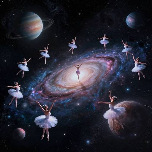 Celestial Ballerinas in Cosmic Dreamscape