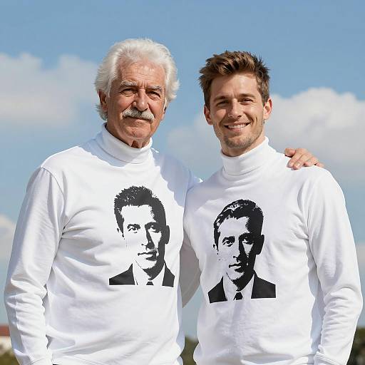 Two Men in Turtlenecks under Blue Sky