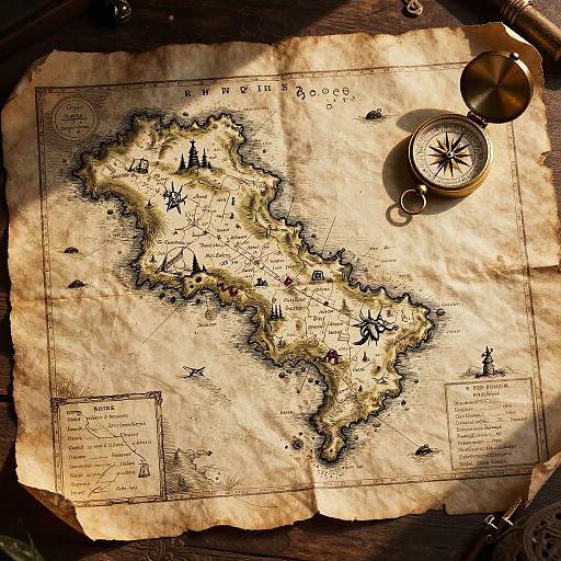 Vintage Pirate Treasure Map Illustration