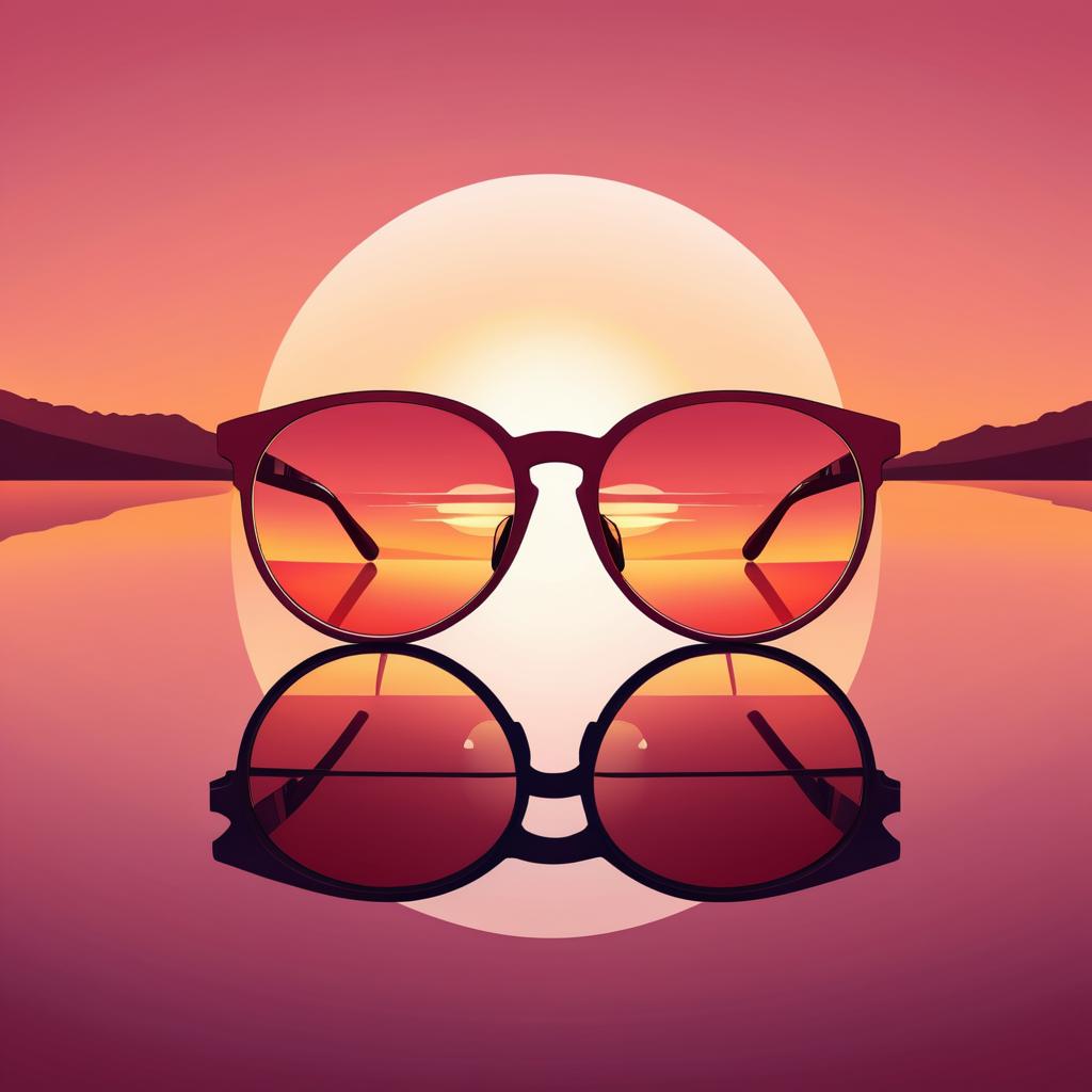 Burgundy Sunset Reflection in Glasses