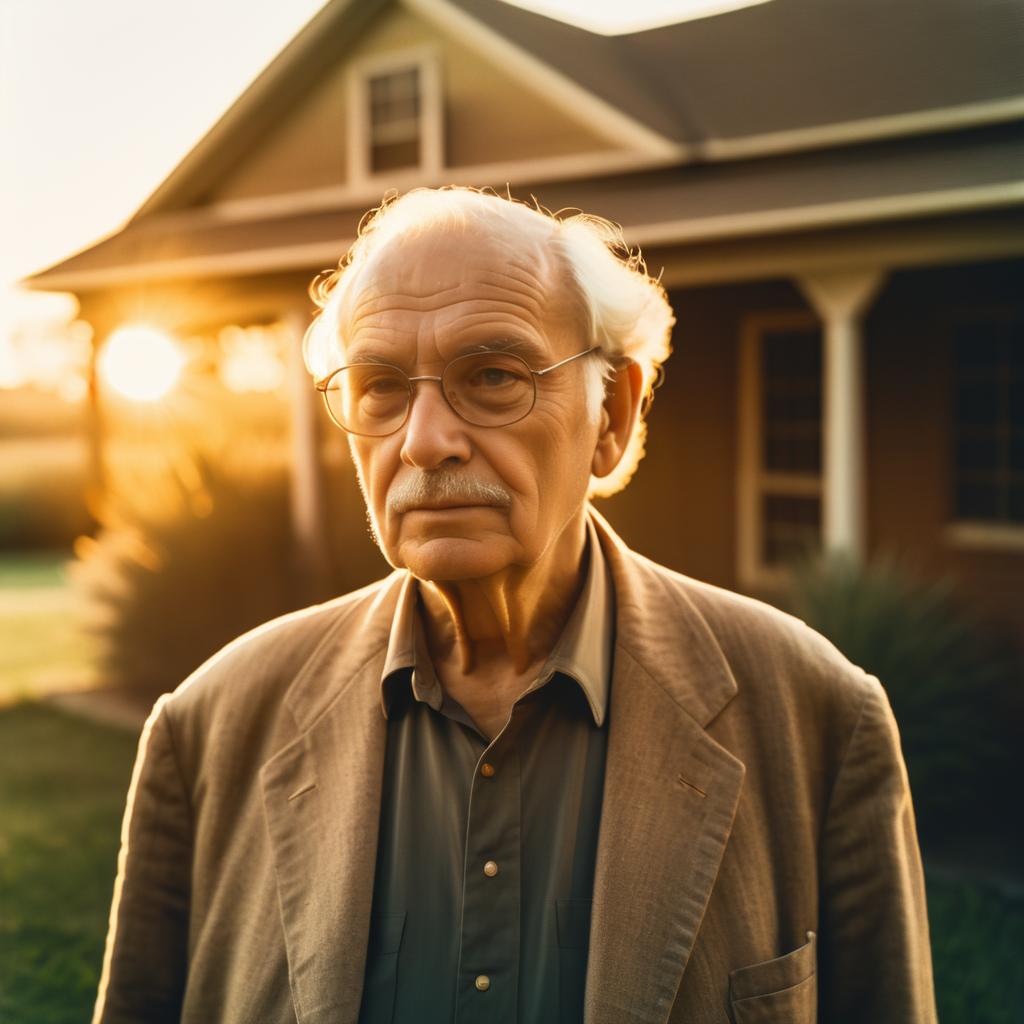 Elderly Man Portrait in Golden Sunset