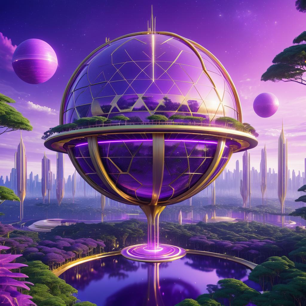 Futuristic City Under a Purple Sky