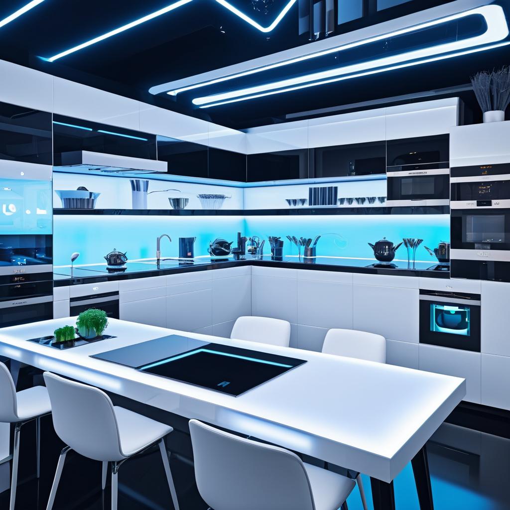 Futuristic Kitchen with Living Area Integration