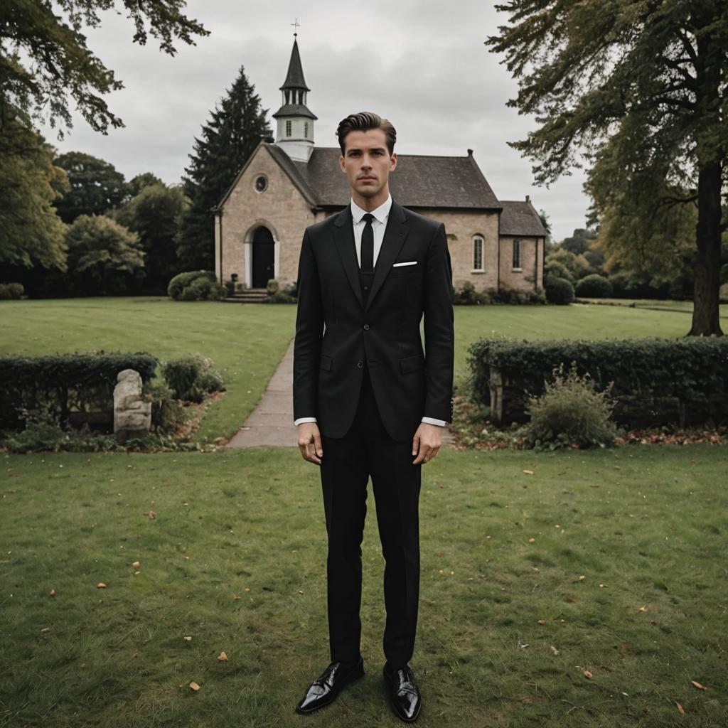 Elegant Broad-Shouldered Man at Chapel