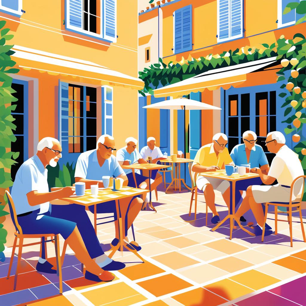 Elderly Men at a Quaint Café