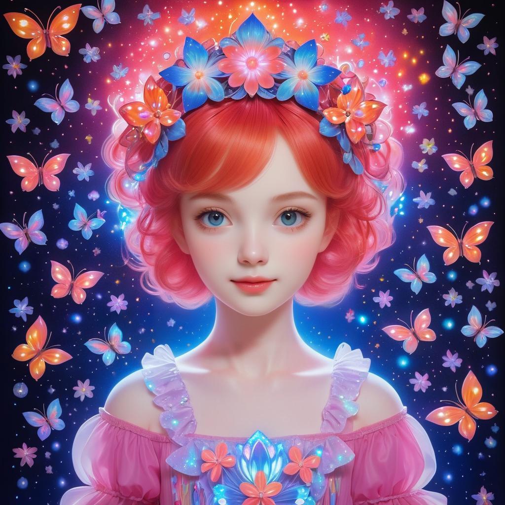 Dreamy Portrait of a Girl with Butterflies