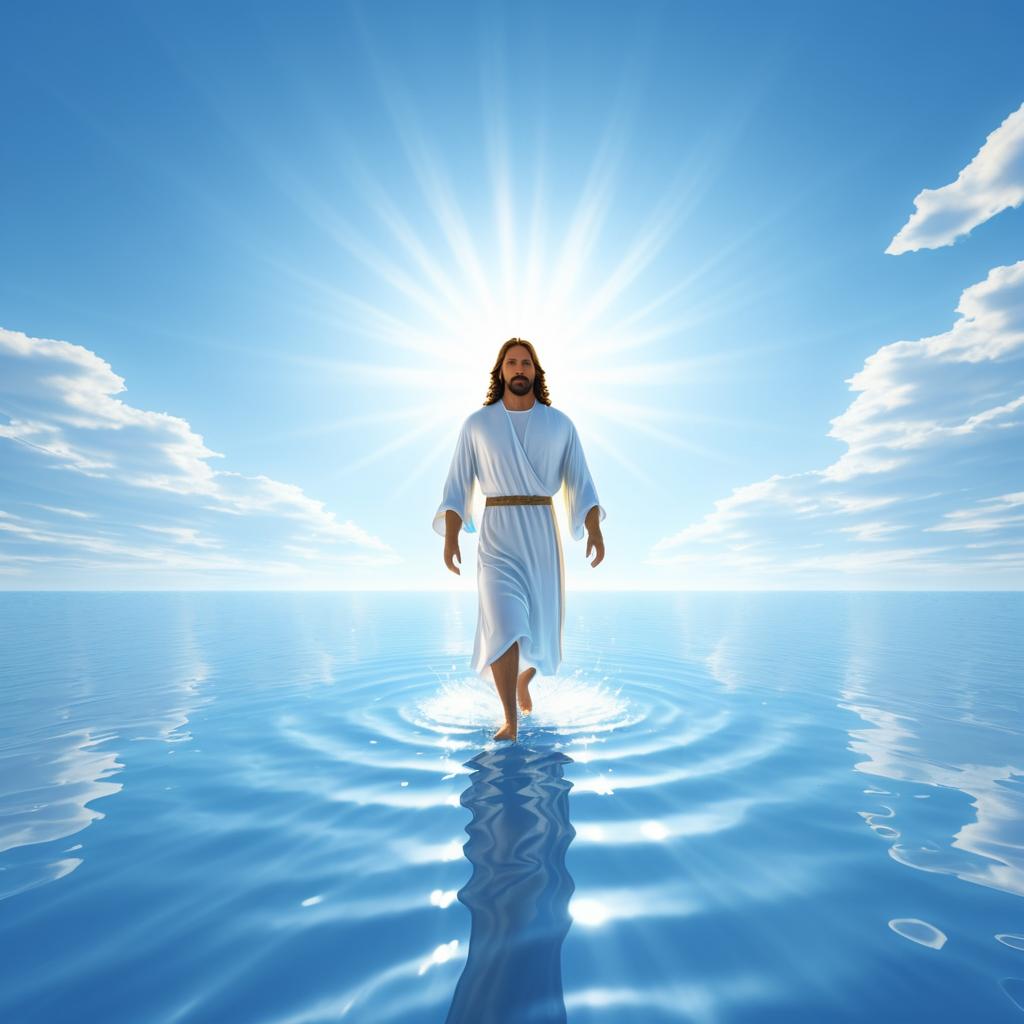 Realistic Jesus Walking on Water Scene