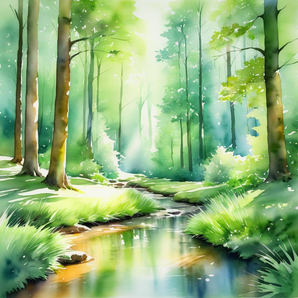 Serene Forest Glade with Gentle Stream