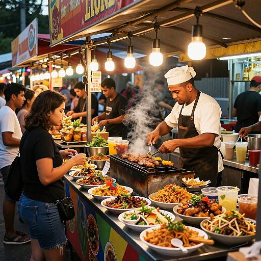 Vibrant Street Food Market Scene
