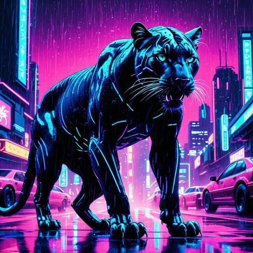 Cybernetic Panther in Neon City