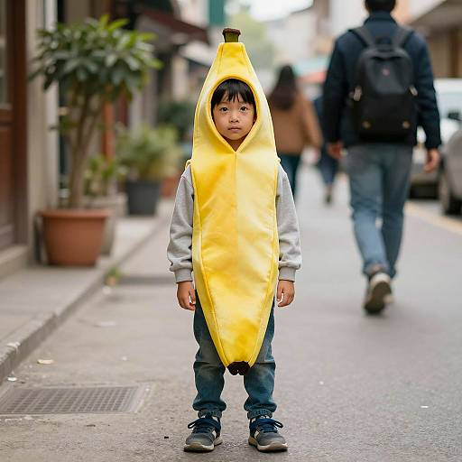 Playful Banana Boy in Urban Setting