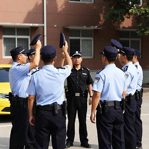 Celebratory Moment of Police Officers