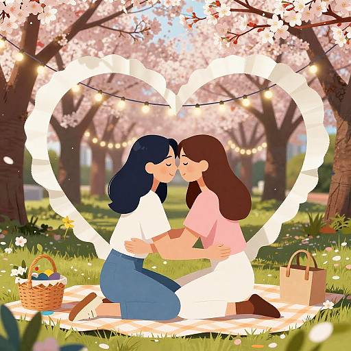 Romantic Picnic Under Cherry Blossoms