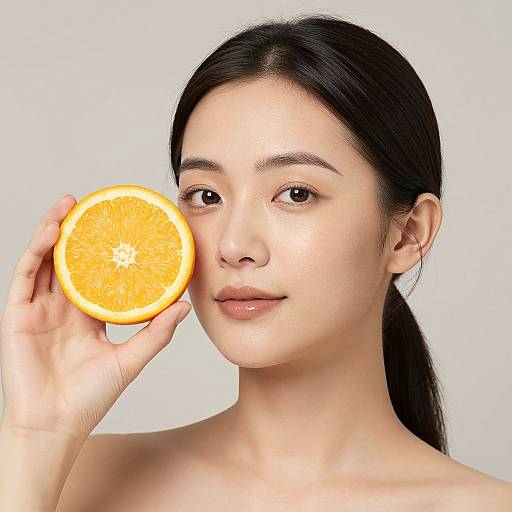 Woman Highlighting Vibrant Skincare Benefits