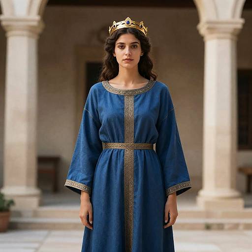Medieval Greek Woman in Blue Dress