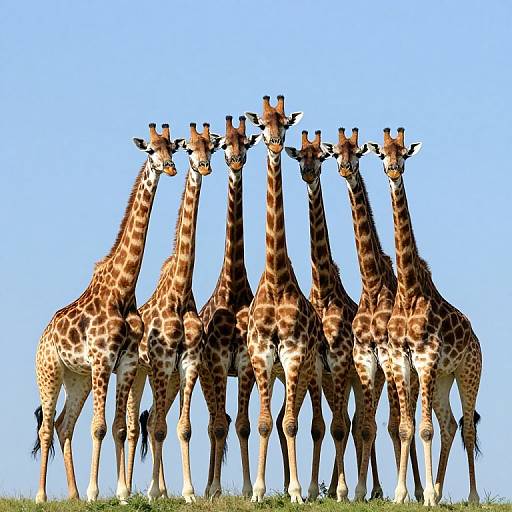 Six Giraffes on Grassy Hill