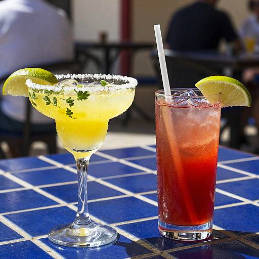 Colorful Cocktails on Blue Table