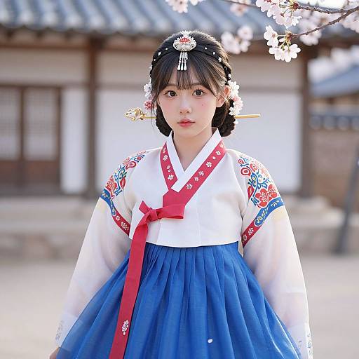 Young Woman in Traditional Korean Hanbok