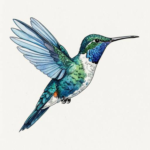 Whimsical Watercolor Hummingbird Illustration