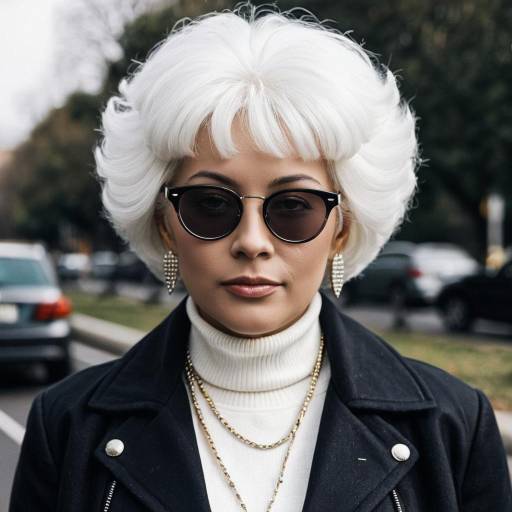 Stylish Grandma with White Afro Wig