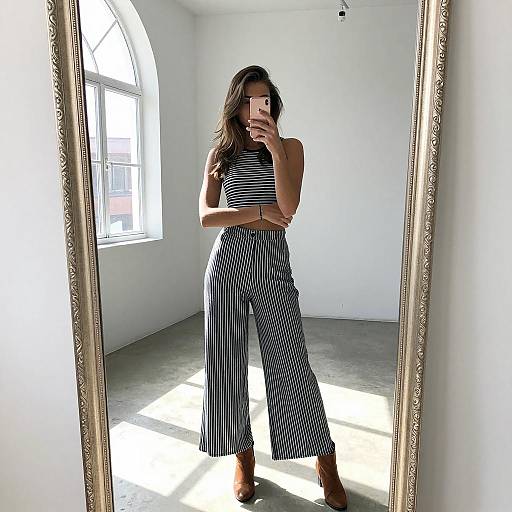 Chic Mirror Selfie in Sunlit Room