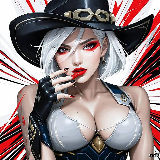 Illustration of Ashe (overwatch), overwatch in the style of Tokio (okt0w0)