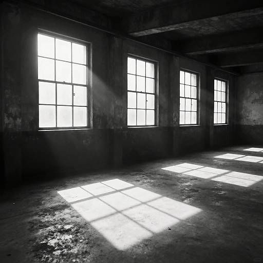 Moody Black-and-White Industrial Warehouse