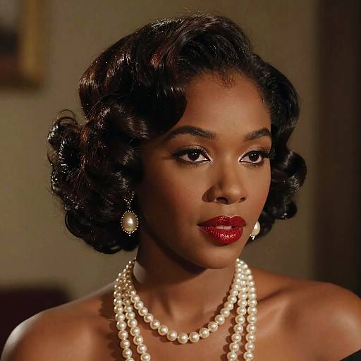 Afro-Caribbean Flapper Portrait with Pearl Necklace