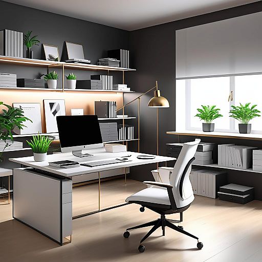 Chic Ultra-Realistic Modern Office Scenes Chic Ultra-Realistic Modern Office Scenes