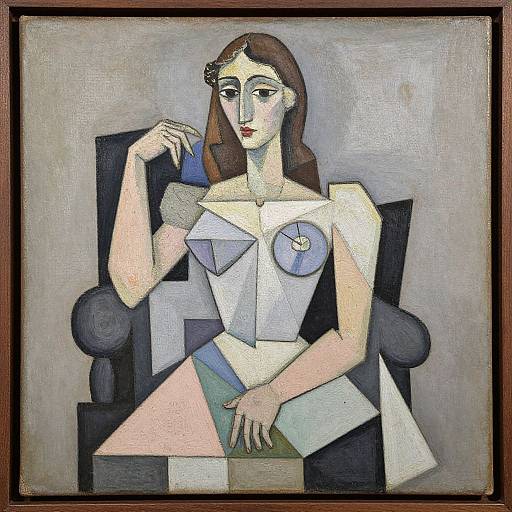 Cubist Woman in Pastel Geometry