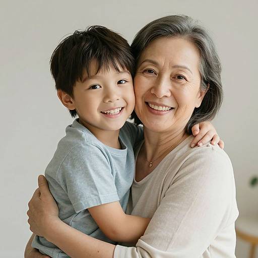 Warm Embrace Between Grandmother and Child