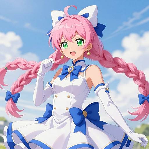 Magical Girl with Pink Braided Hair