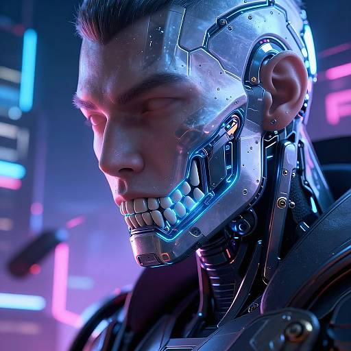 Futuristic Warrior with Cybernetic Jawline
