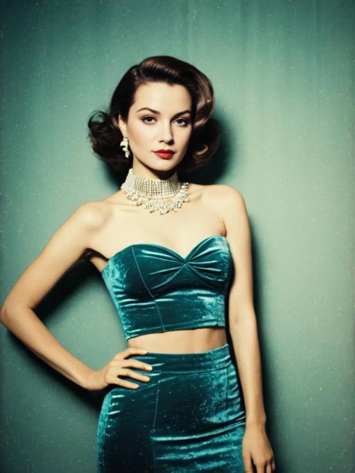 Contemporary Chic Woman in Velvet Outfit