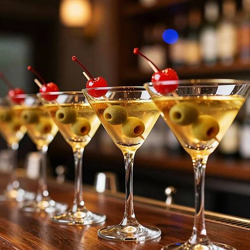 Vibrant Martini Glasses with Garnishes