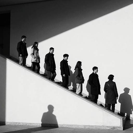 Cinematic Noir Urban Stairway Silhouettes