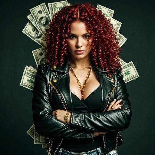 Gangster Woman with Money and Leather Jacket