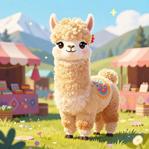 Cute Baby Llama in Andes Market