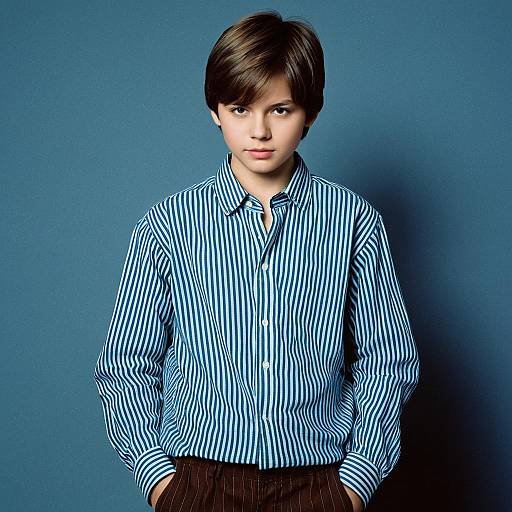 Realistic Portrait of a Boy in Blue