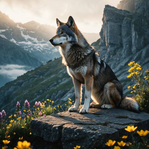 Regal Wolf in Enchanted Alpine Setting