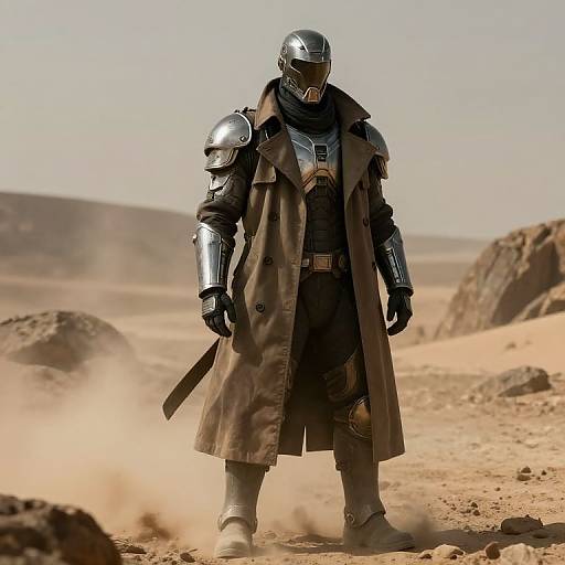 Armored Trench Coat in Sci-Fi Wasteland